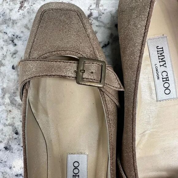 Jimmy Choo Gold Brushed Ballet Flats with Box and Dust bag Size 5 - Picture 4 of 11